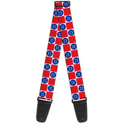 Guitar Strap - Smiley Sad Face Checker Red/White/Blue Guitar Straps Buckle-Down   