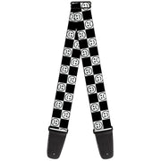 Guitar Strap - Smiley Sad Face Checker Black/White Guitar Straps Buckle-Down   