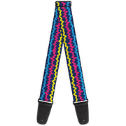 Guitar Strap - Scribble Zig Zag Stripe Navy/Multi Color Guitar Straps Buckle-Down   