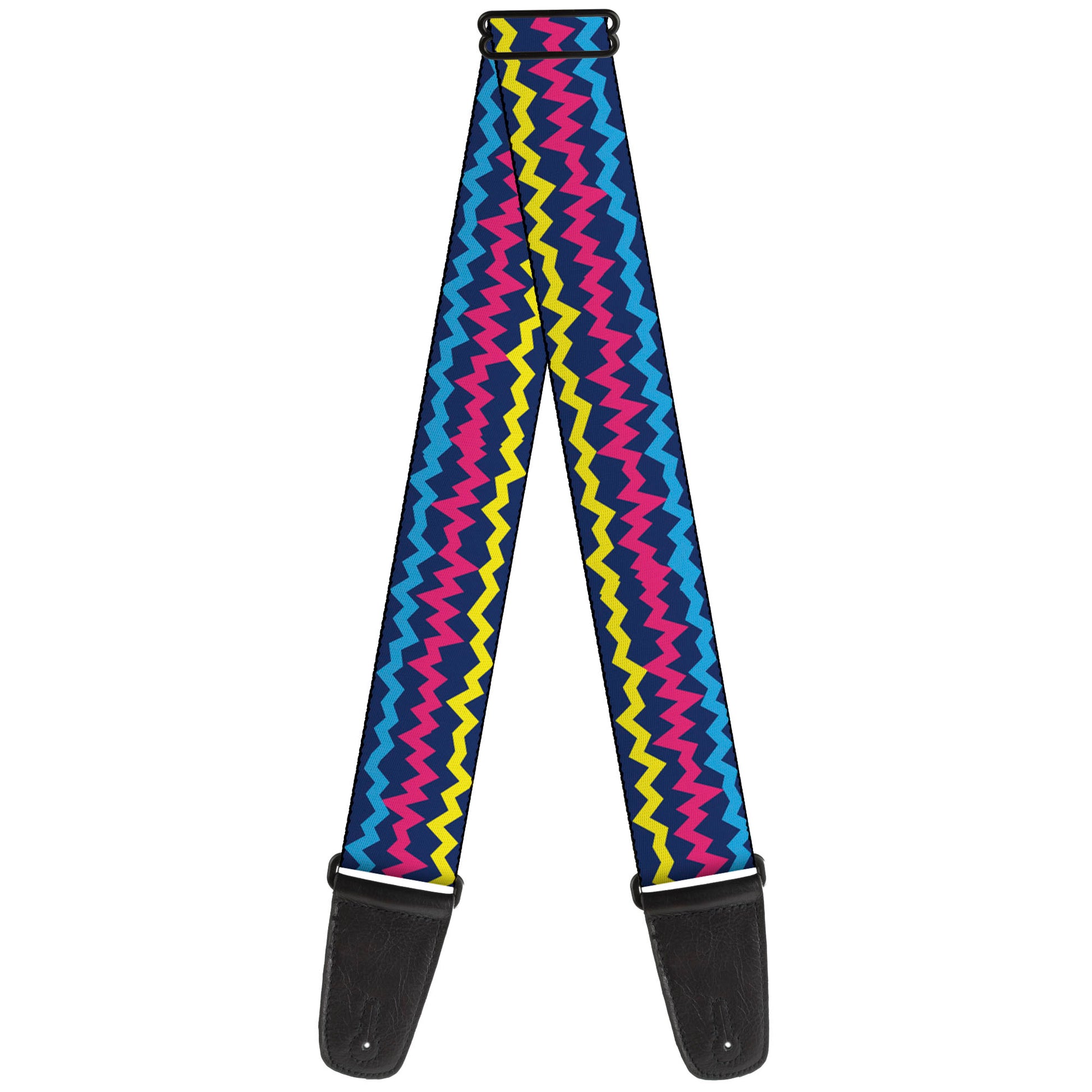 Guitar Strap - Scribble Zig Zag Stripe Navy/Multi Color Guitar Straps Buckle-Down   