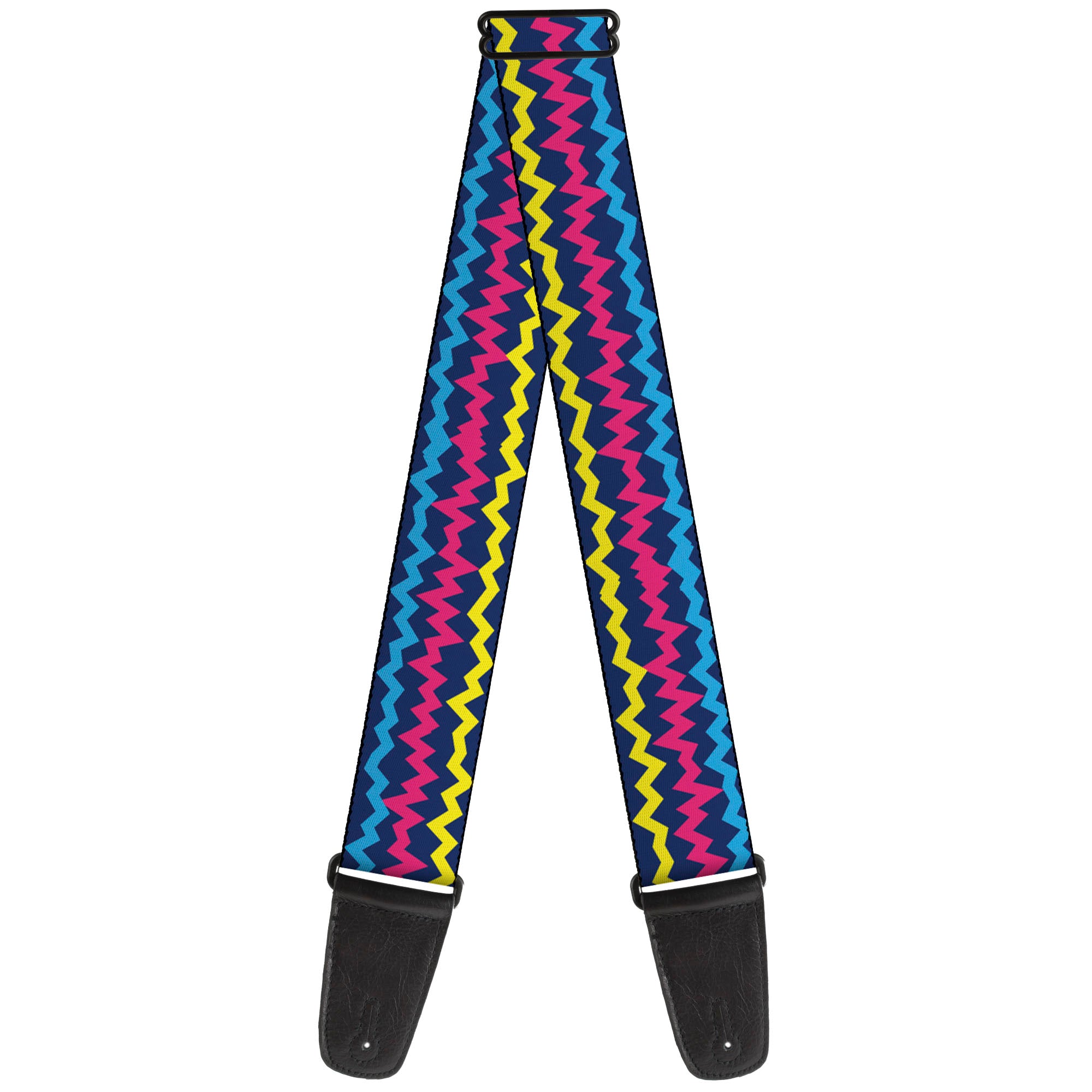 Guitar Strap - Scribble Zig Zag Stripe Navy/Multi Color Guitar Straps Buckle-Down   