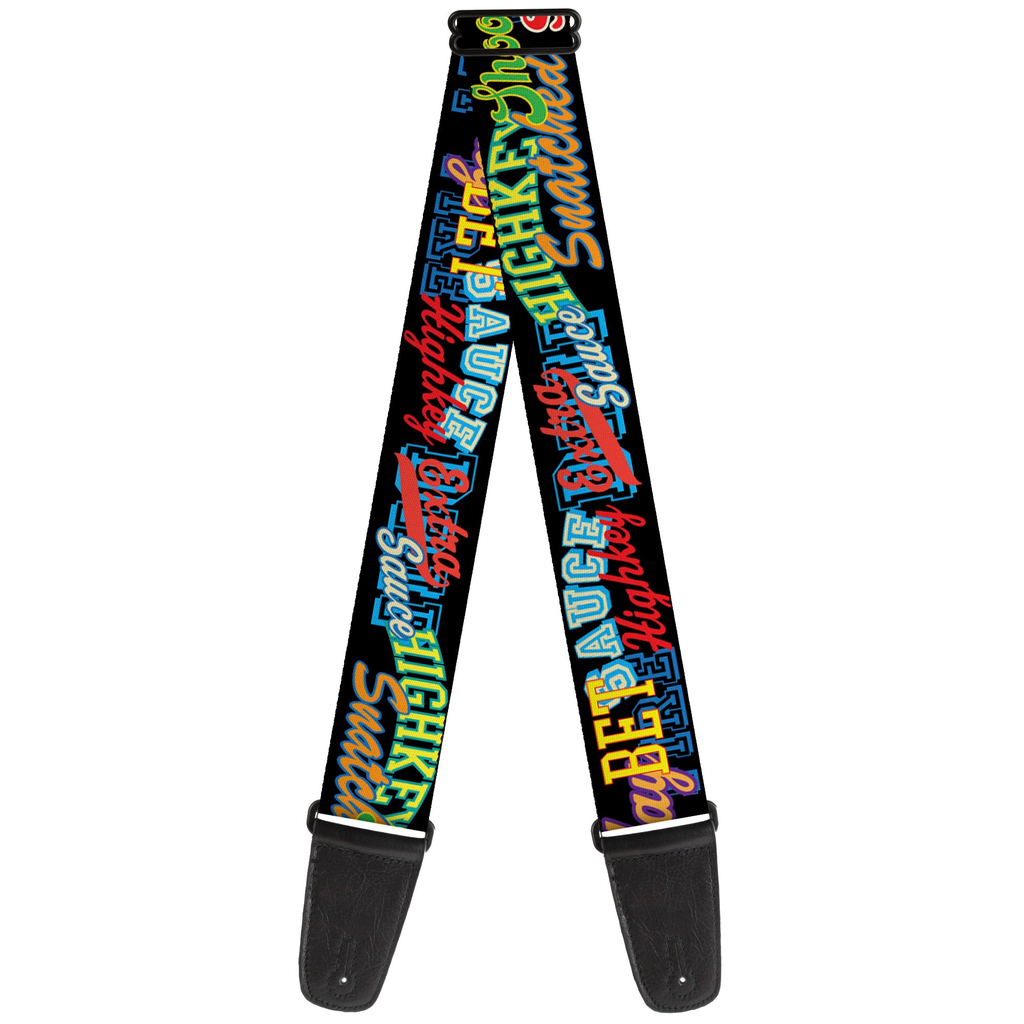 Guitar Strap - Slang Verbiage Stacked Black/Multi Color Guitar Straps Buckle-Down   