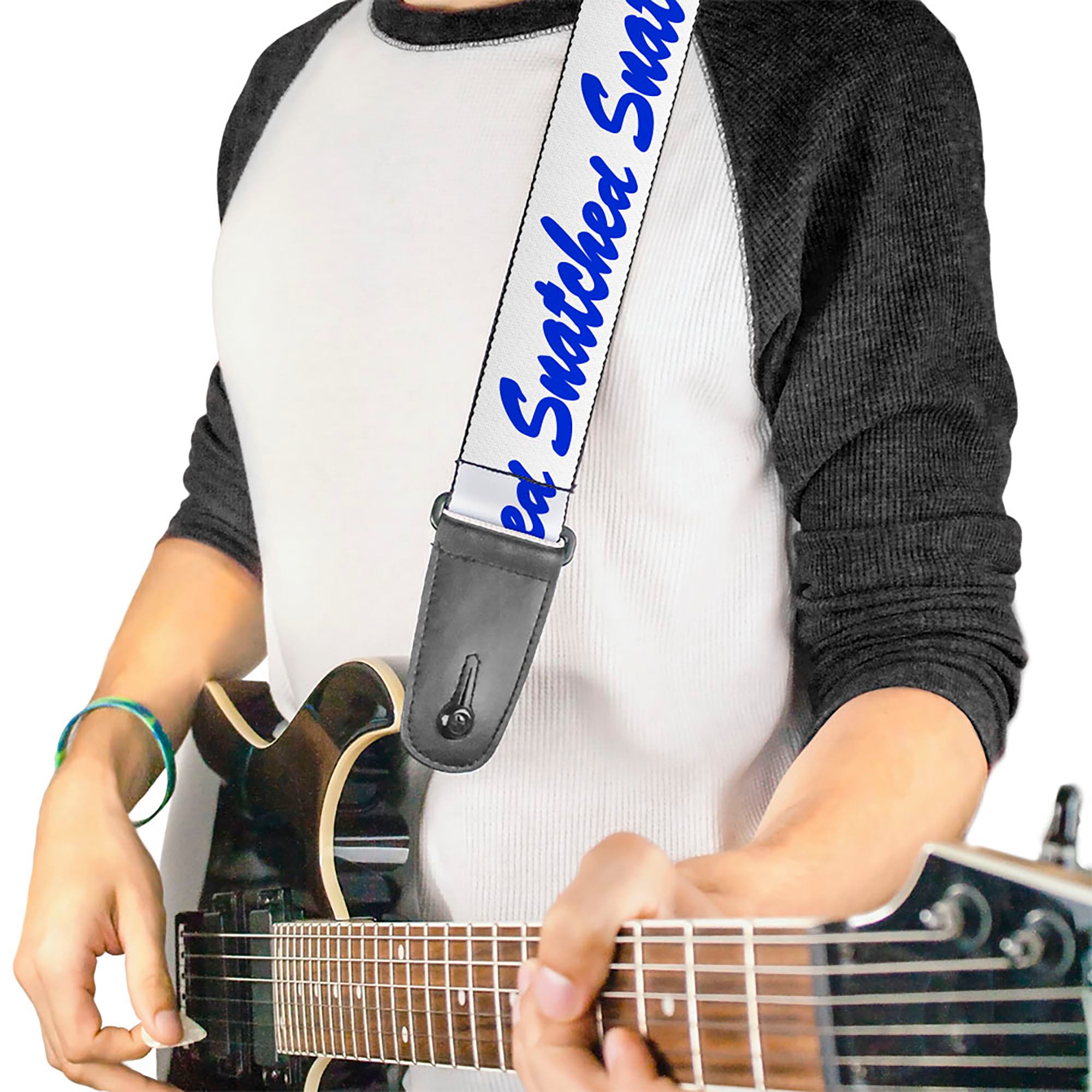 Guitar Strap - SNATCHED Script White/Blue Guitar Straps Buckle-Down   