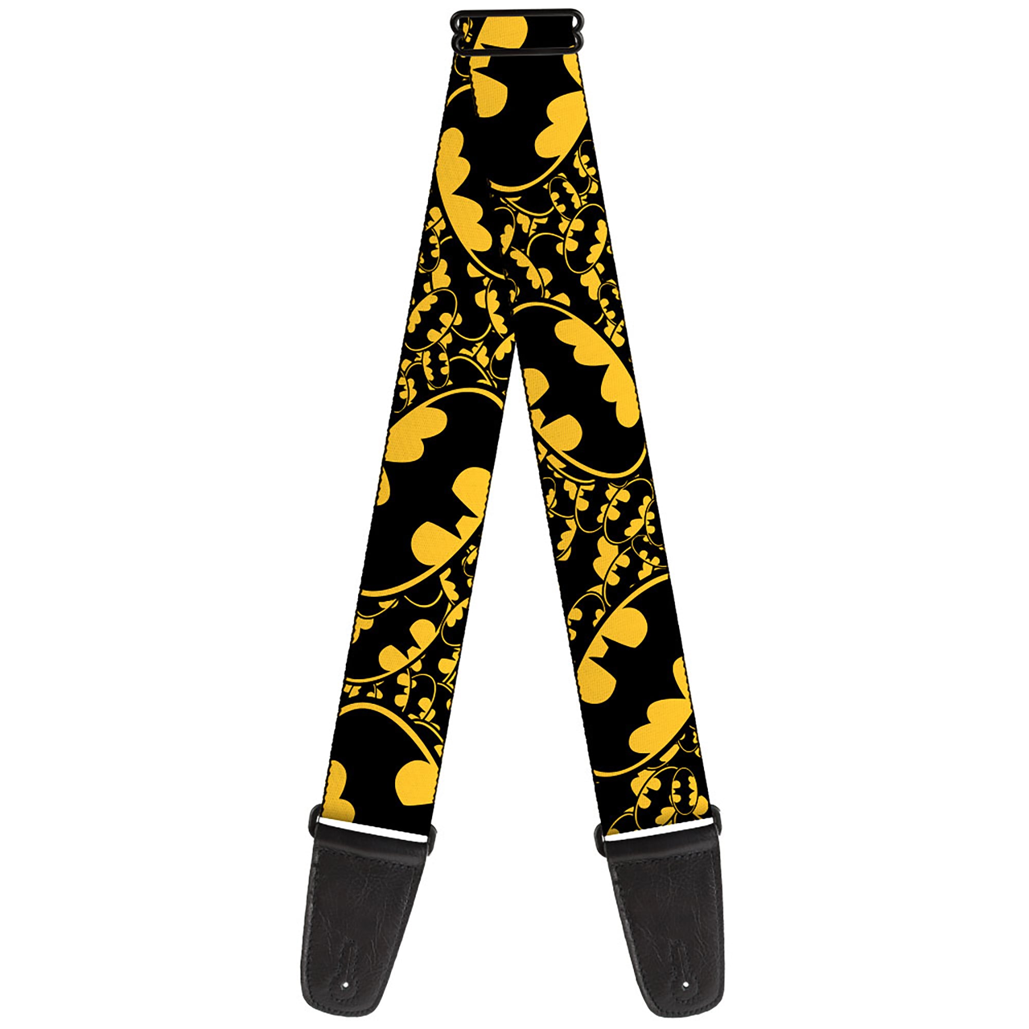 Guitar Strap - Bat Signals Stacked w/CLOSE-UP Yellow/Black Guitar Straps DC Comics   