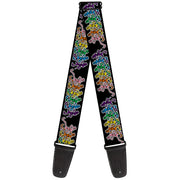 Guitar Strap - Dancing Skeletons Black Multi Color Guitar Straps Grateful Dead   