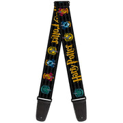 Guitar Strap - HARRY POTTER Hufflepuff/Ravenclaw/Gryffindor/Slytherin Coat of Arms Black Guitar Straps Harry Potter