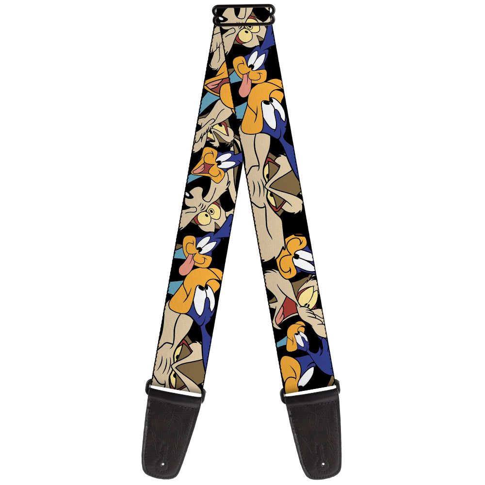 Guitar Strap - Road Runner/Wile E. Coyote Expressions Stacked Black Guitar Straps Looney Tunes   