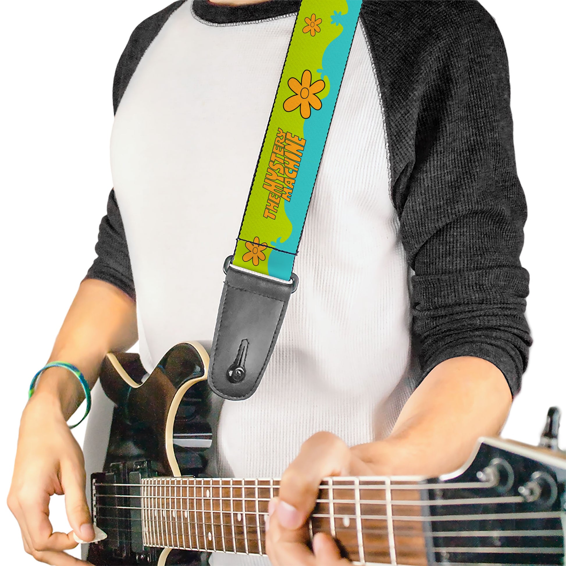 Guitar Strap - Scooby Doo THE MYSTERY MACHINE Paint Job Green/Aqua/Orange Guitar Straps Scooby Doo   