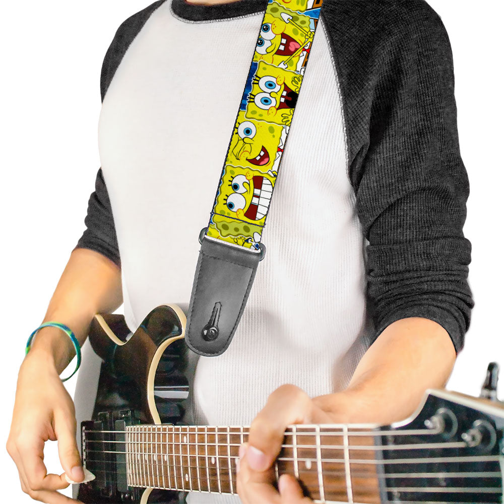 Guitar Strap - SpongeBob Expressions Stripe Blue Guitar Straps SpongeBob SquarePants