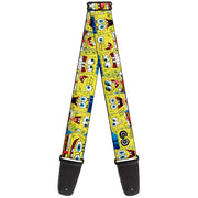Guitar Strap - SpongeBob Expressions Stripe Blue Guitar Straps SpongeBob SquarePants