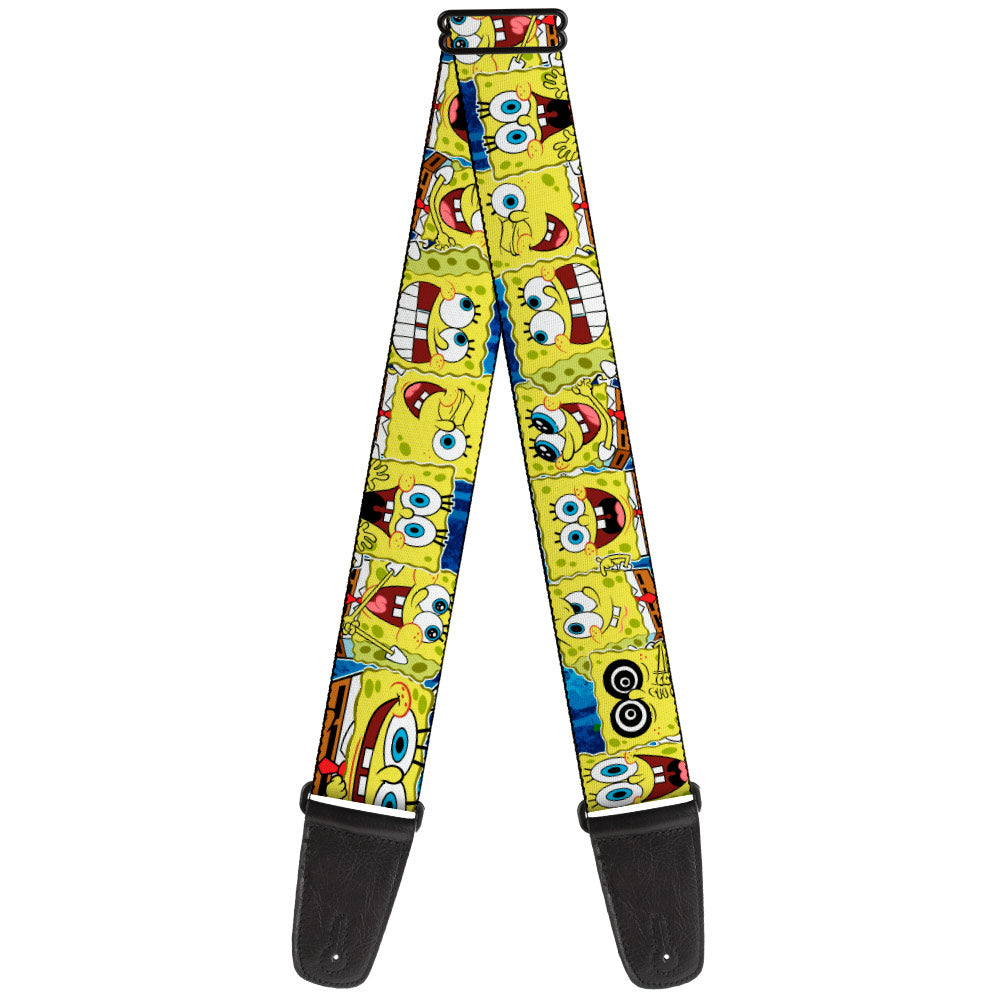 Guitar Strap - SpongeBob Expressions Stripe Blue Guitar Straps SpongeBob SquarePants