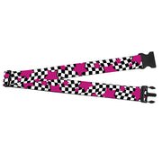 Luggage Strap - 2.0" - Checker & Stars Black/White/Pink Luggage Straps Buckle-Down   