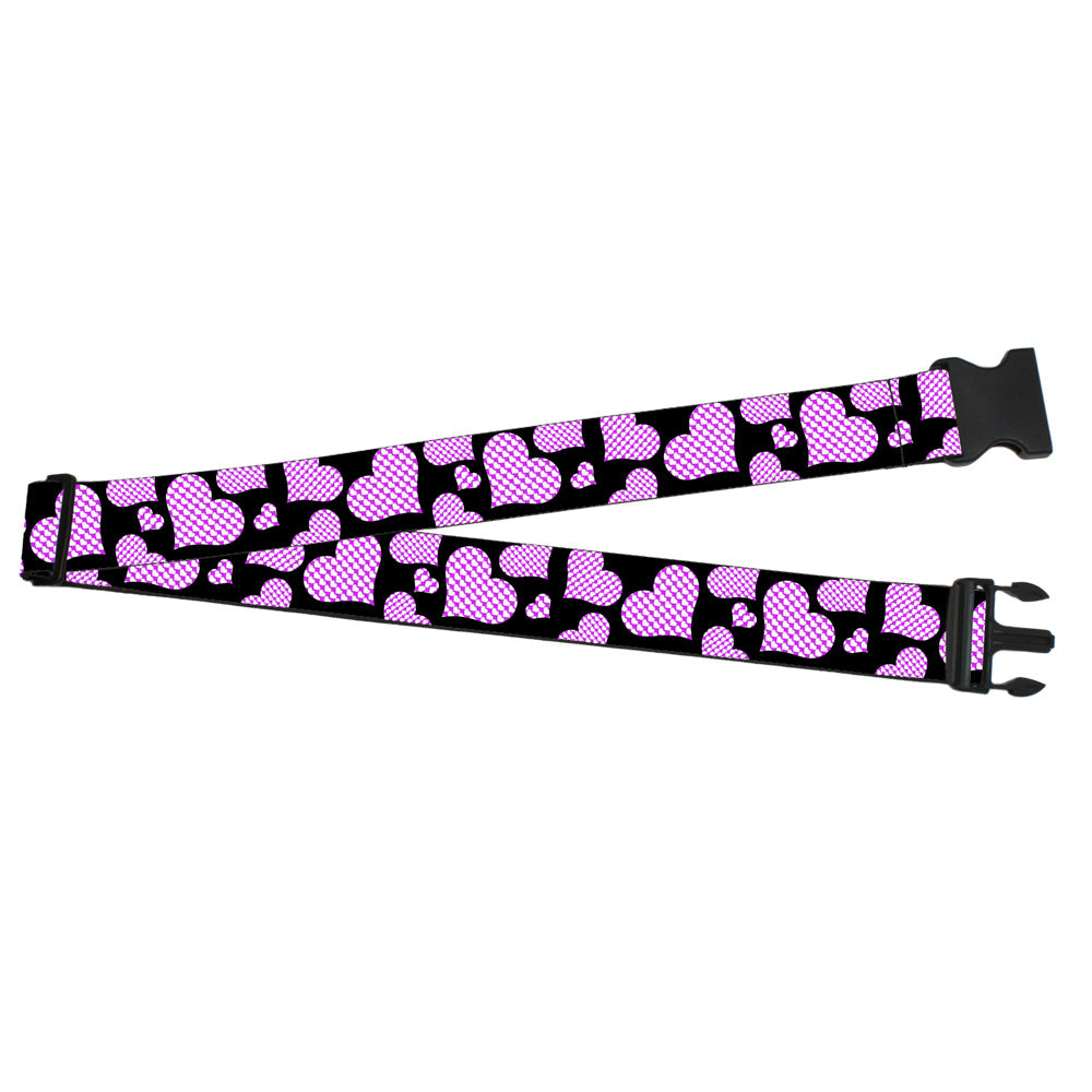 Luggage Strap - 2.0" - Eighties Hearts Black/Fuchsia/White Luggage Straps Buckle-Down   