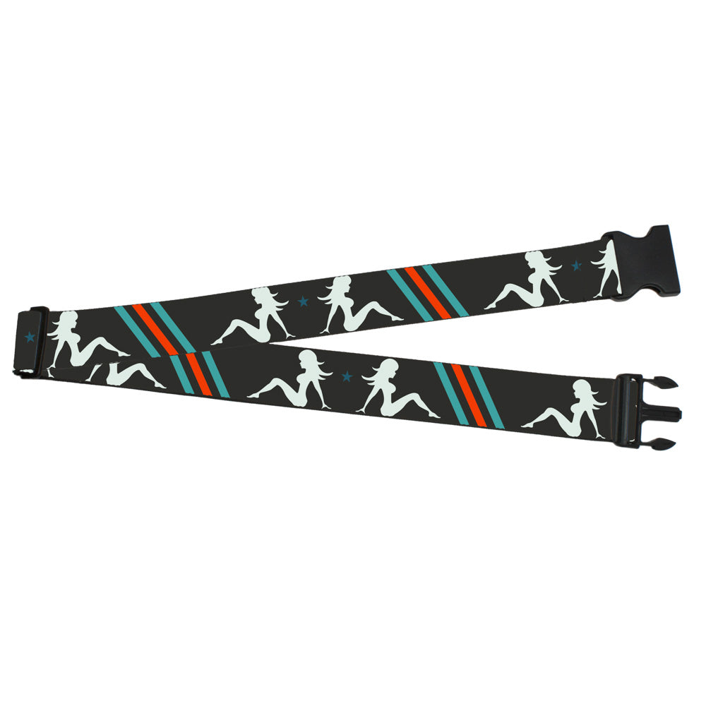 Luggage Strap - 2.0" - Mud Flap Girls w/Stripes Gray/Turquoise/Orange Luggage Straps Buckle-Down   