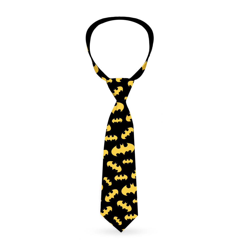 Necktie Standard - Bat Signal-1 Scattered Black Yellow Neckties DC Comics   