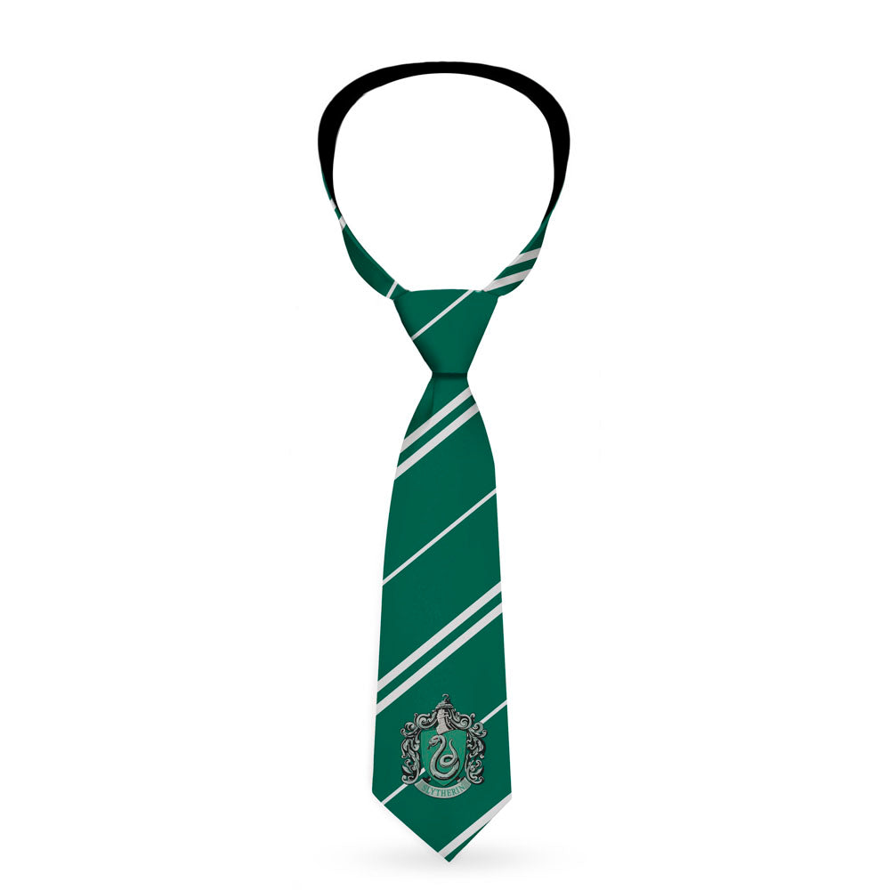 Necktie Standard - SLYTHERIN Crest Stripe9 Green Gray Neckties Harry Potter