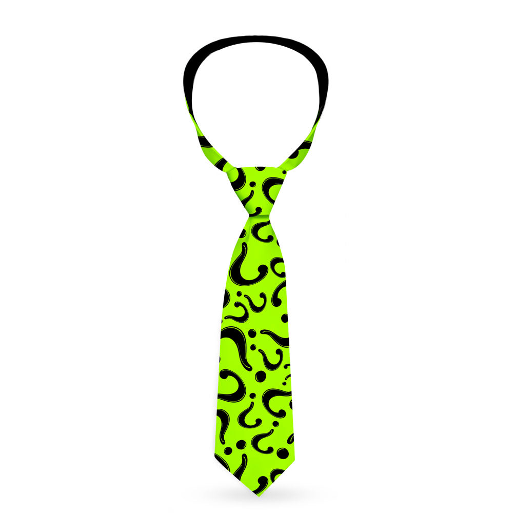 Necktie Standard - Riddler "?" Scattered Lime Green Black Neckties DC Comics   