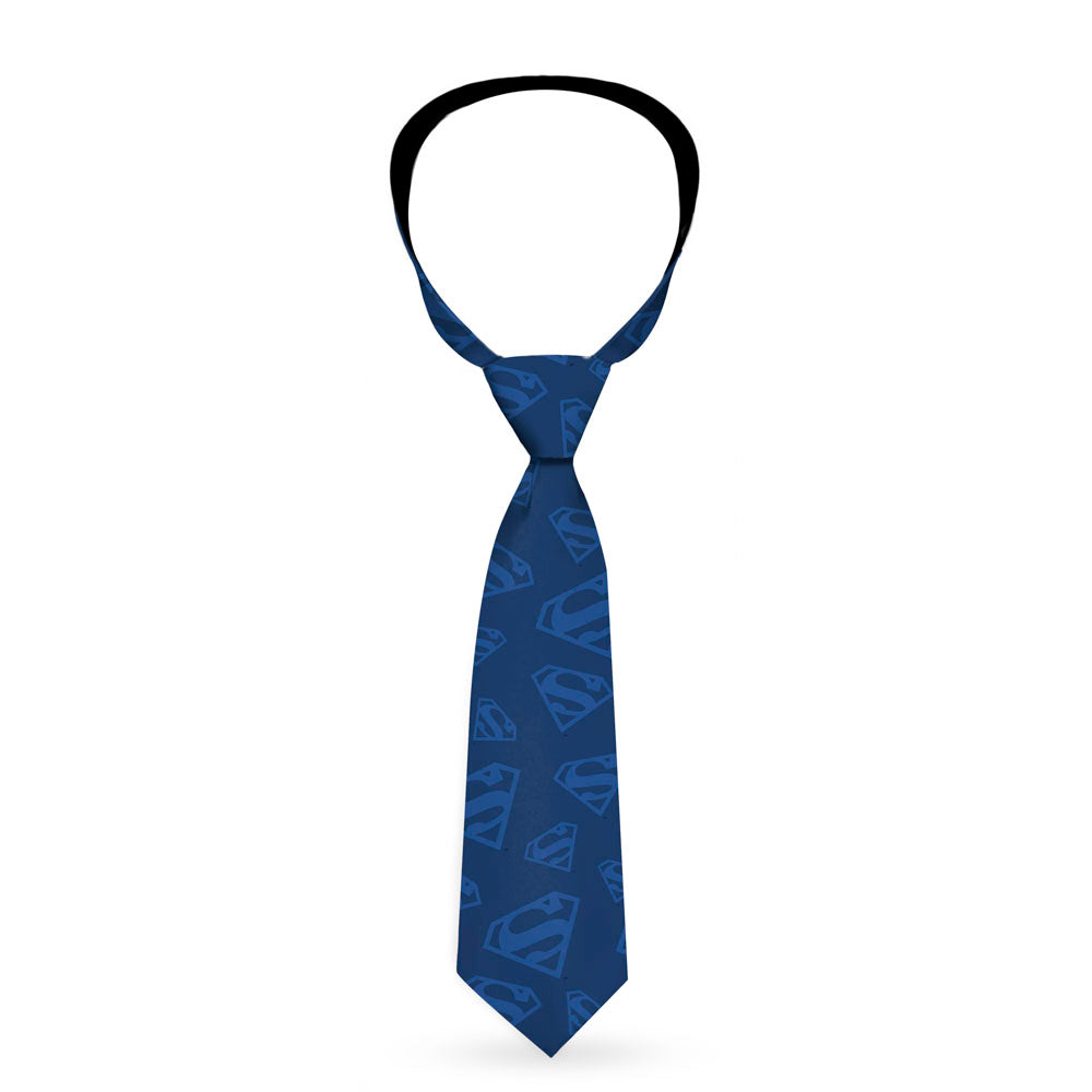 Necktie Standard - Superman Icon Scattered Blues Neckties DC Comics   