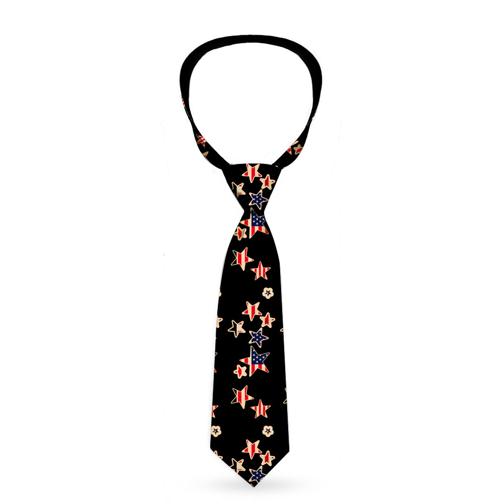 Buckle-Down Necktie - Americana Stars & Flags Black/Red/White/Blue Neckties Buckle-Down   