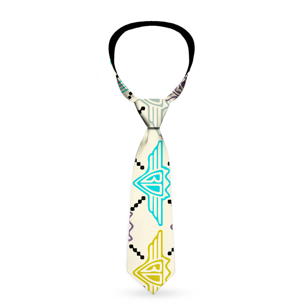 Buckle-Down Necktie - BD Monogram Tan/Multi Neon Neckties Buckle-Down   