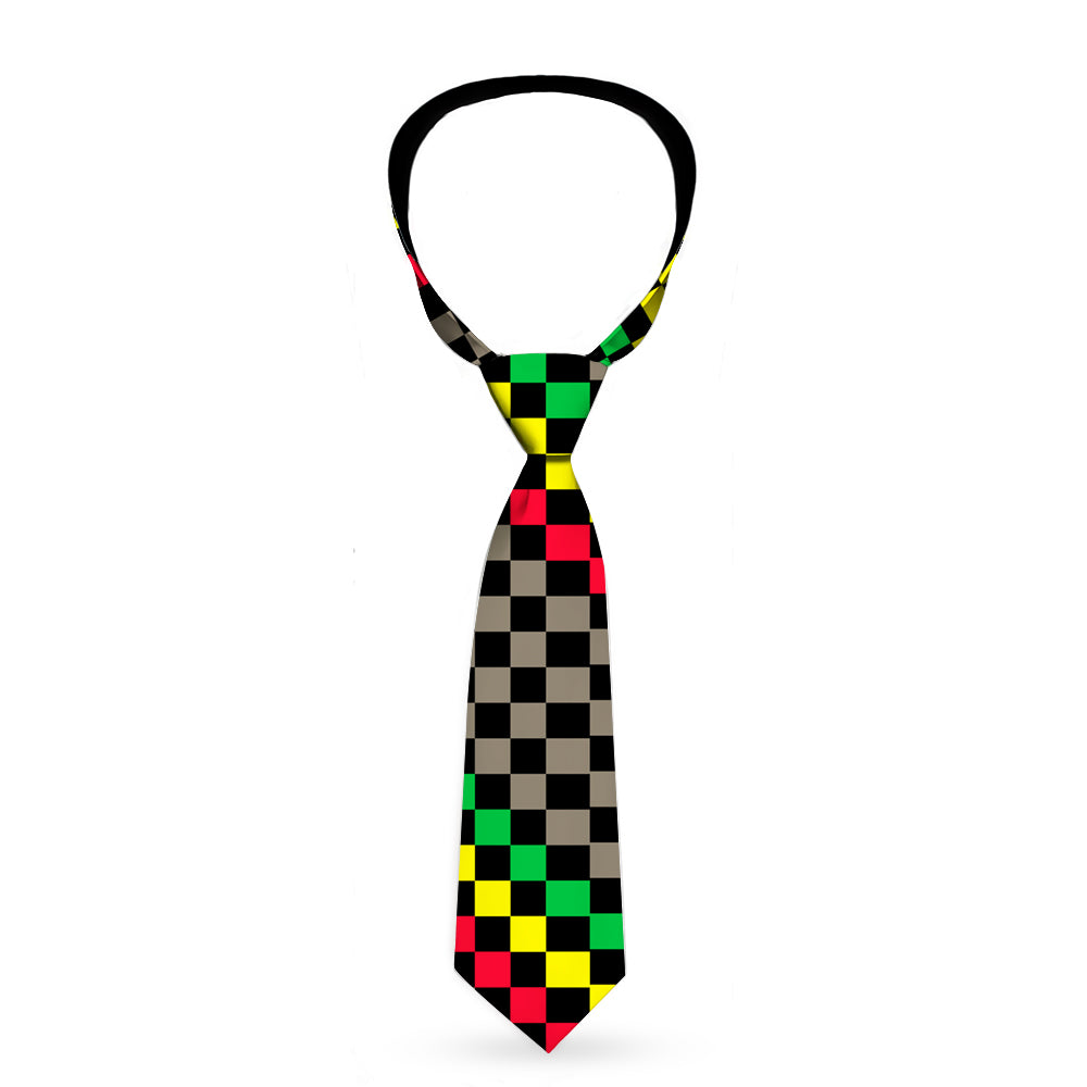 Buckle-Down Necktie - Checker Stripe Black/Gray/Rasta Neckties Buckle-Down   