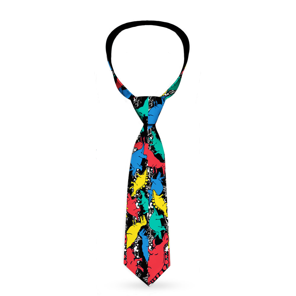Buckle-Down Necktie - Dinosaurs/Paint Splatter Black/White/Multi Color Neckties Buckle-Down   
