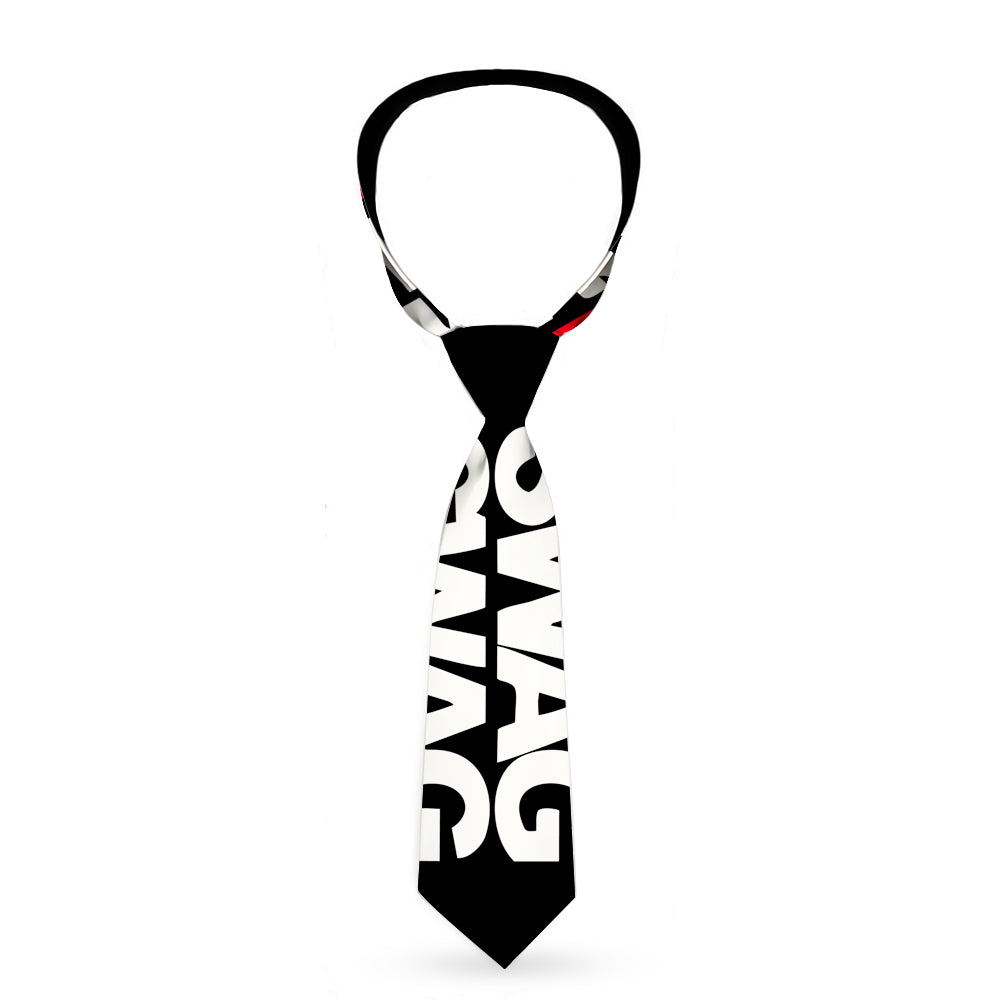 Buckle-Down Necktie - Double SWAG Black/White/Red Stripe Neckties Buckle-Down   