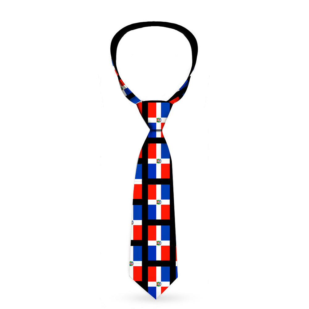 Buckle-Down Necktie - Dominican Republic Flags/Black Black Neckties Buckle-Down   