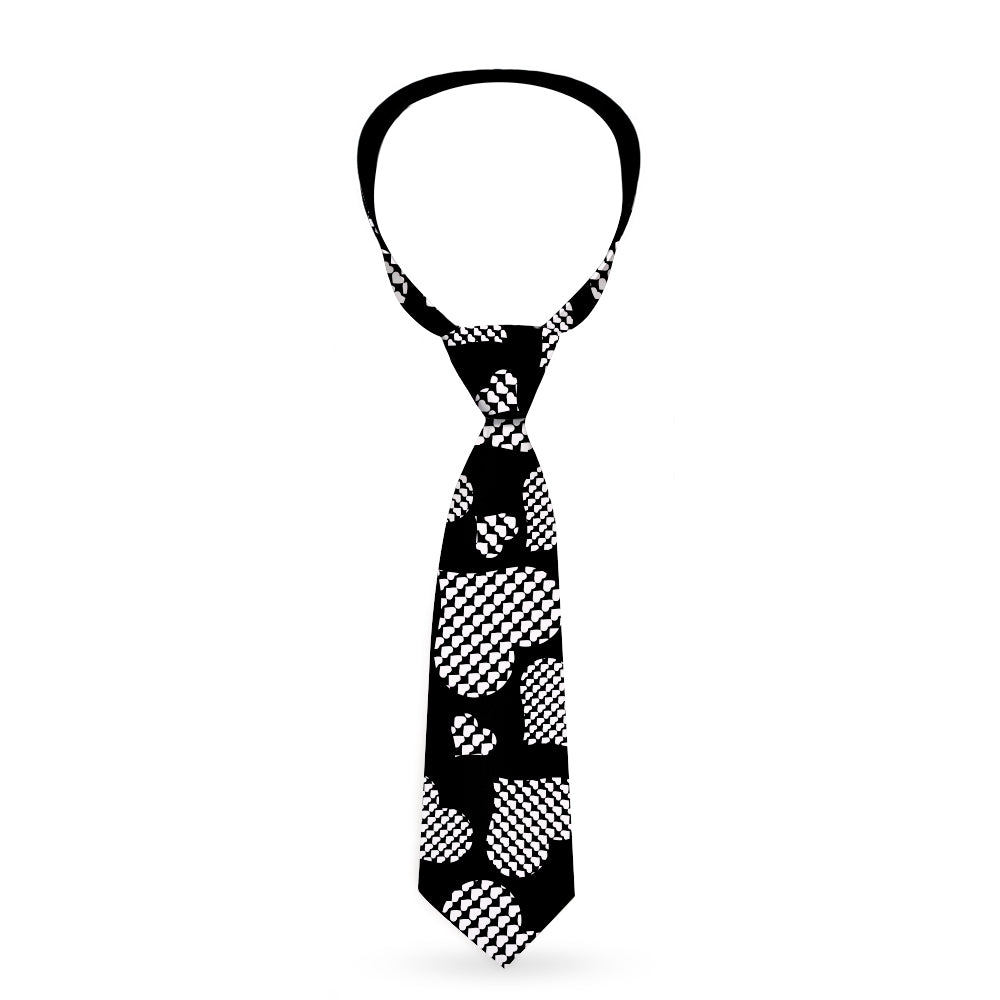 Buckle-Down Necktie - Eighties Hearts Black/White Neckties Buckle-Down   