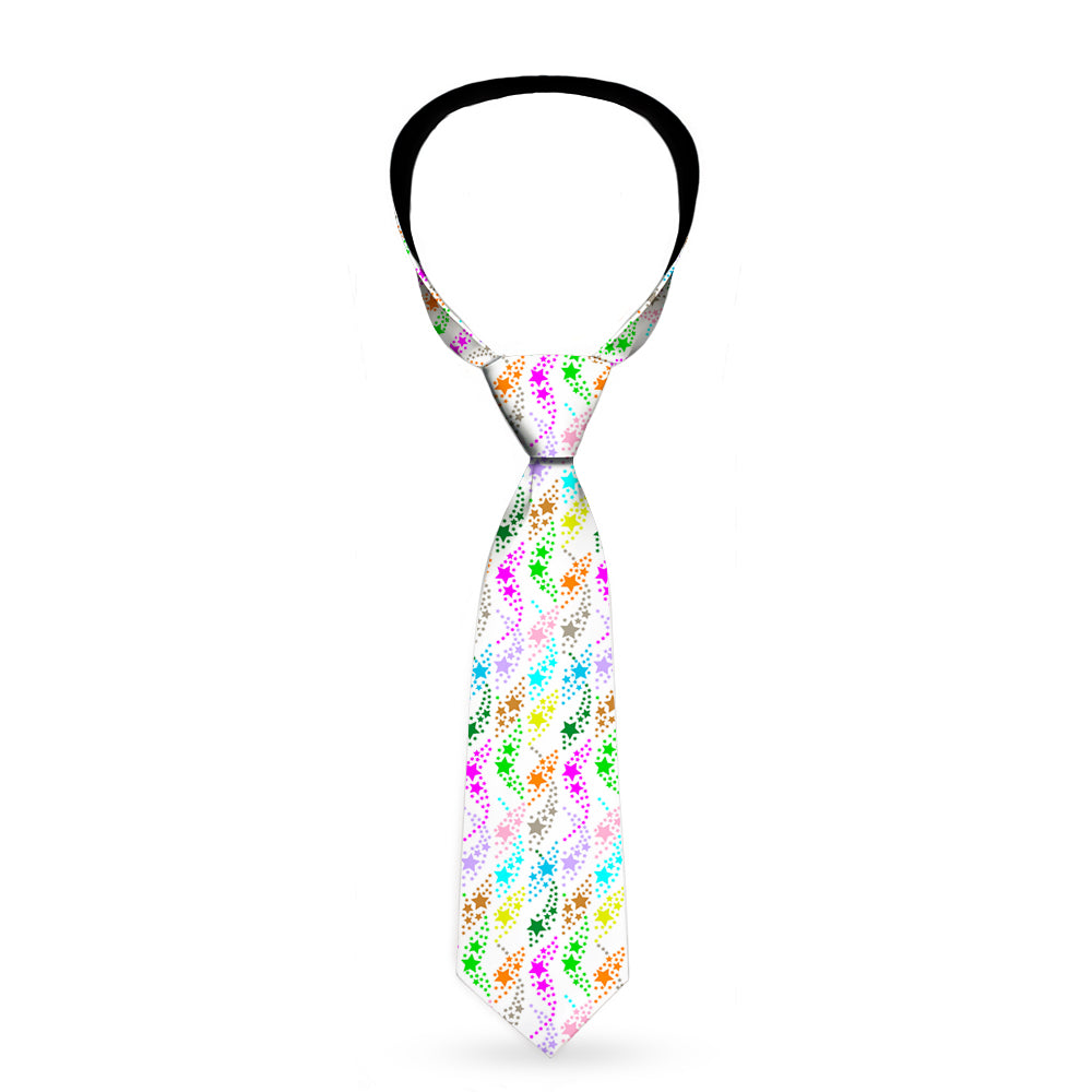 Buckle-Down Necktie - Falling Stars White/Multi Color Neckties Buckle-Down   