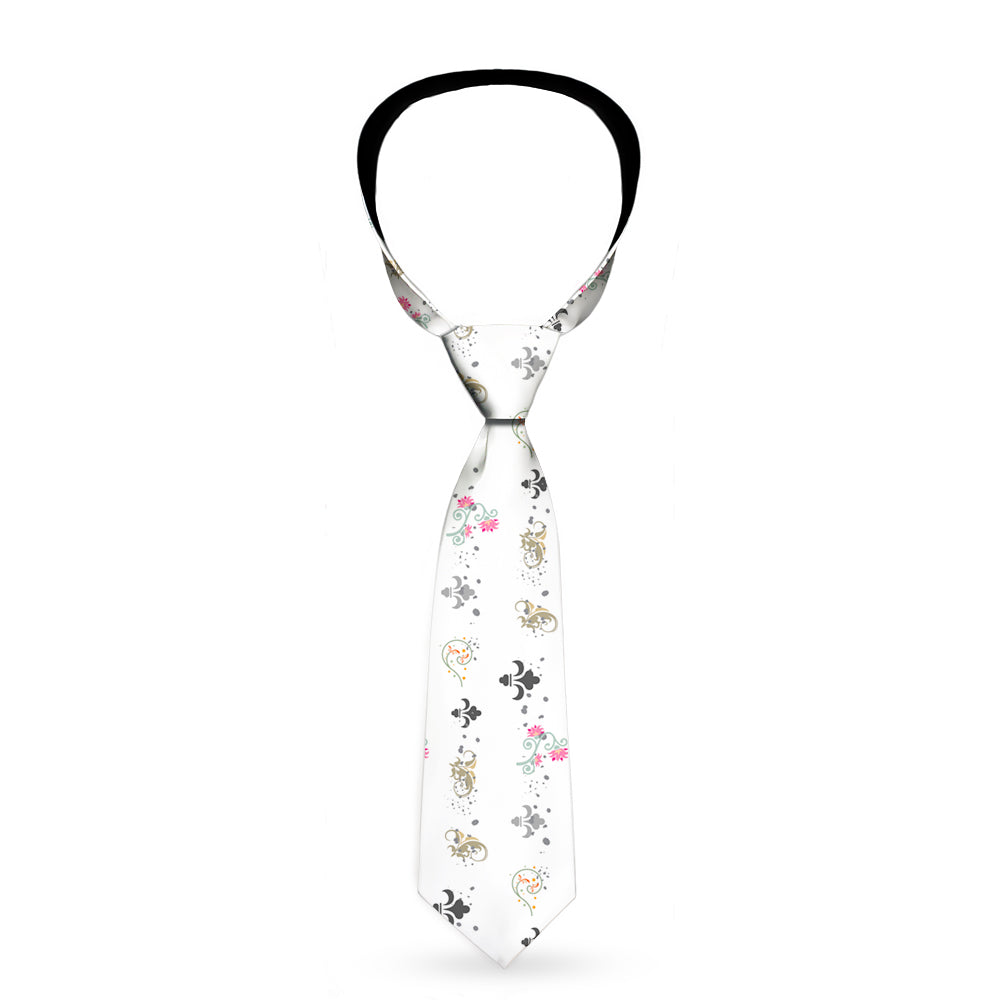 Buckle-Down Necktie - Flower Splatter White/Gray Neckties Buckle-Down   