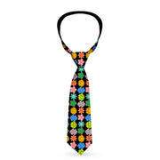 Buckle-Down Necktie - Flowers Black/Multi Color Neckties Buckle-Down   