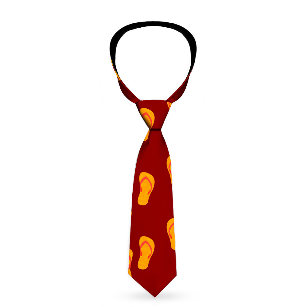 Buckle-Down Necktie - Flip Flops Burgundy/Orange Neckties Buckle-Down   