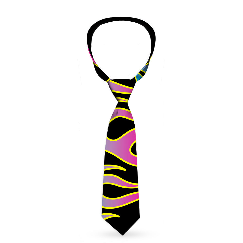 Buckle-Down Necktie - Flames Black/Blue/Pink Neckties Buckle-Down   