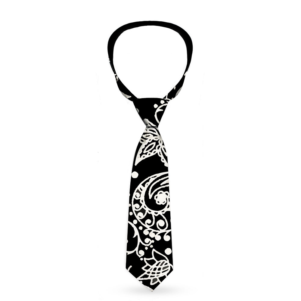 Buckle-Down Necktie - Floral Paisley Black/White Neckties Buckle-Down   