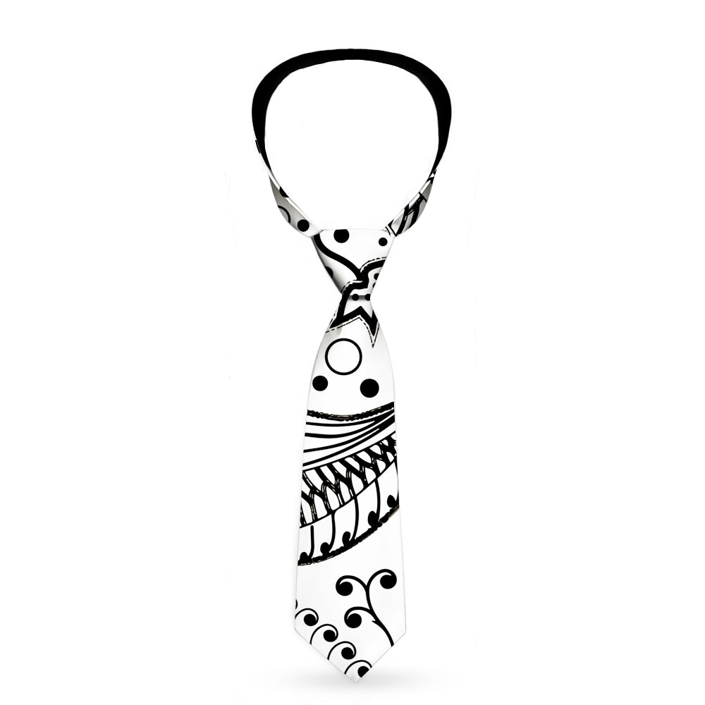 Buckle-Down Necktie - Floral Paisley3 White/Black Neckties Buckle-Down   