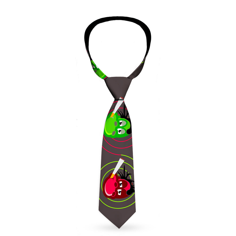 Buckle-Down Necktie - Green & Red Dragons Smoking Gray Neckties Buckle-Down   