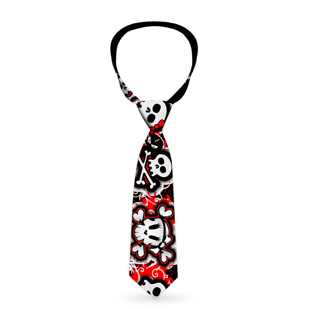 Buckle-Down Necktie - Girlie Skull Black/Red Neckties Buckle-Down   