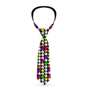 Buckle-Down Necktie - Houndstooth Black/White/Multi Neon Neckties Buckle-Down   