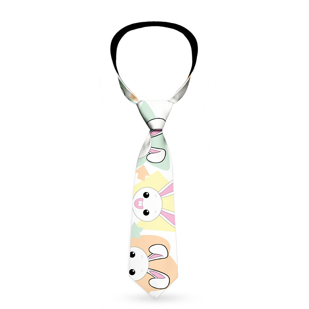 Buckle-Down Necktie - Happy/Sad Bunnies & Stars White/Pastel Neckties Buckle-Down   