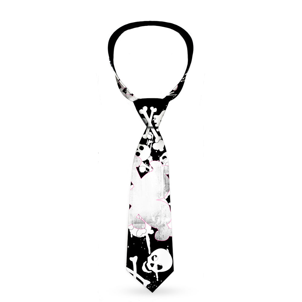Buckle-Down Necktie - Heart & Cross Bones w/Skulls & Splatter Black/White Neckties Buckle-Down   