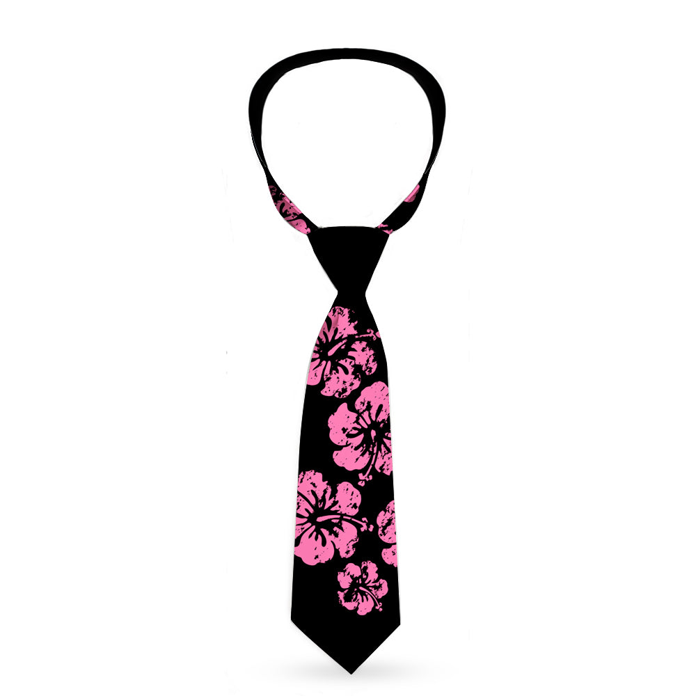 Buckle-Down Necktie - Hibiscus Weathered Black/Pink Neckties Buckle-Down   