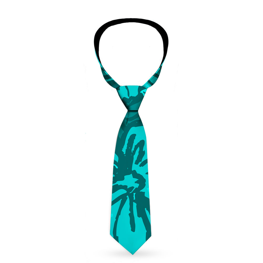 Buckle-Down Necktie - Hibiscus Collage Turquoise Shades Neckties Buckle-Down   