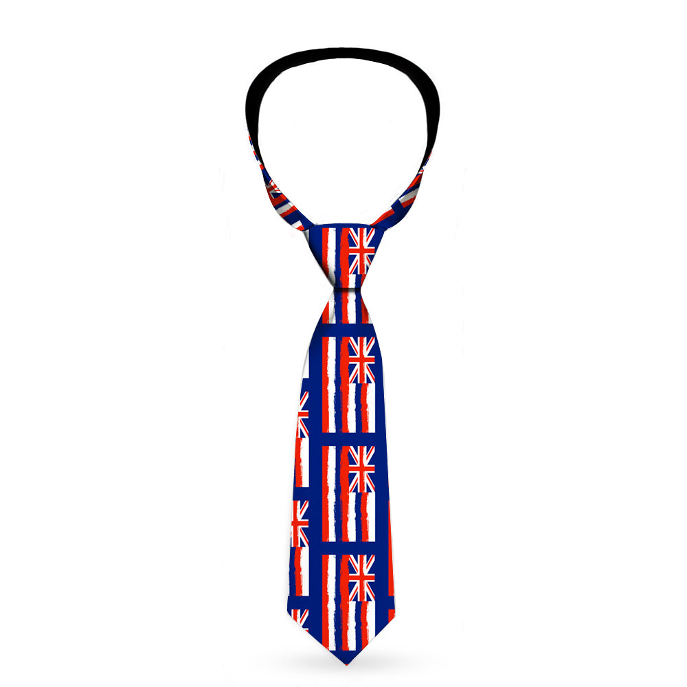 Buckle-Down Necktie - Hawaii Flags Weathered Blue/Red/White Neckties Buckle-Down   