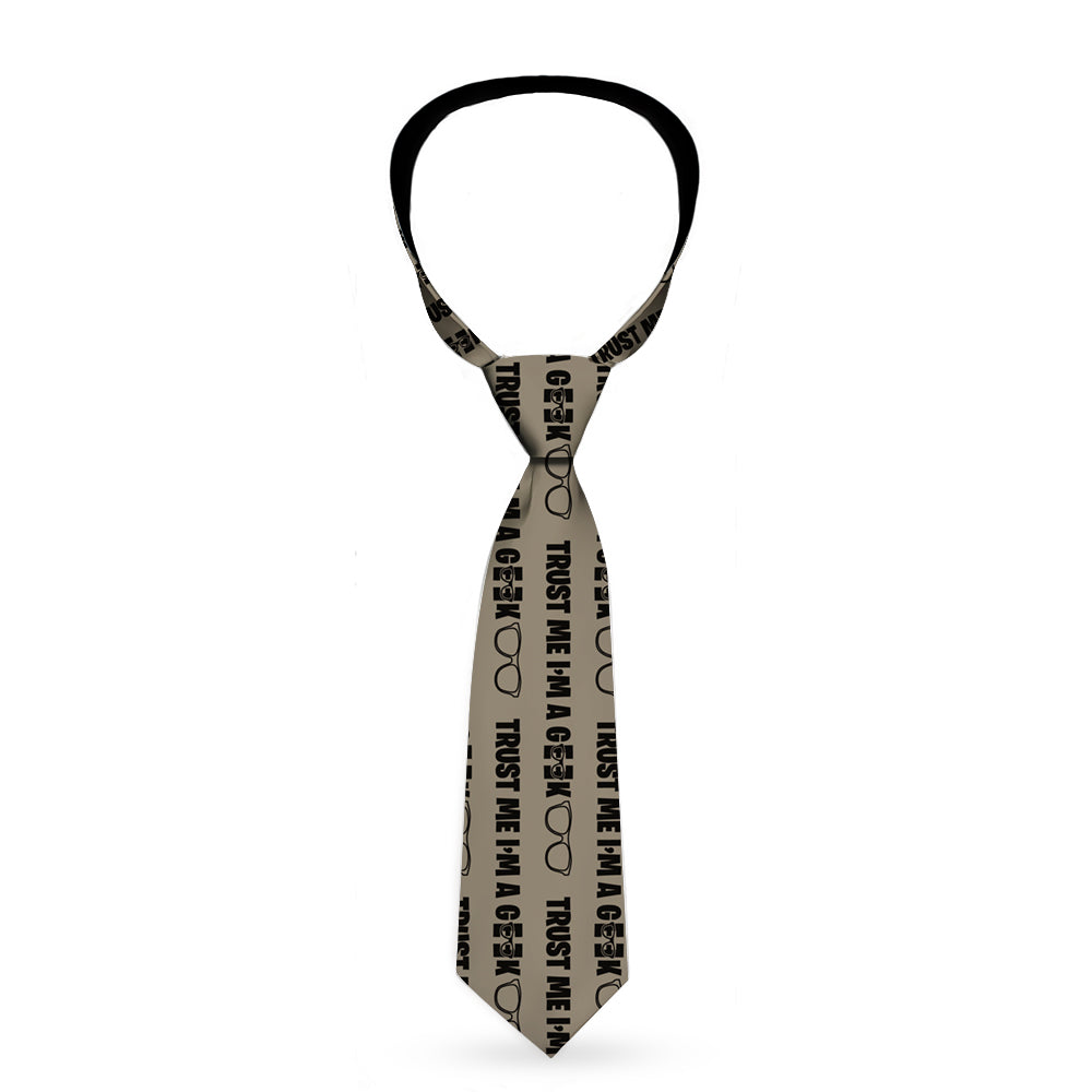 Buckle-Down Necktie - I'M A GEEK/Glasses Gray/Black Neckties Buckle-Down   