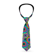 Buckle-Down Necktie - Jagged Rings Teals/Fuchsia/Yellow Neckties Buckle-Down   