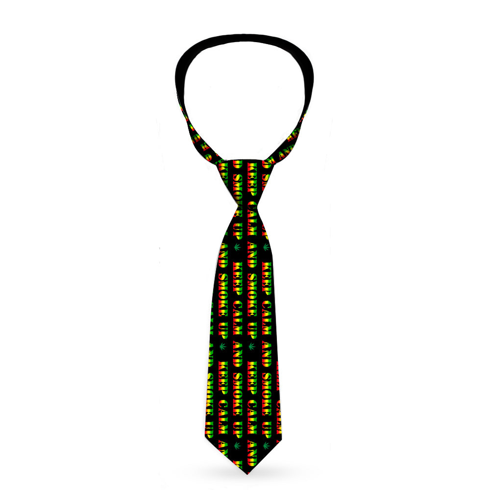 Buckle-Down Necktie - KEEP CALM AND SMOKE UP Black/Rasta Neckties Buckle-Down   