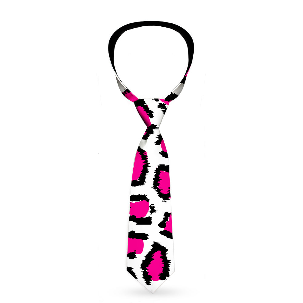 Buckle-Down Necktie - Leopard White/Fuchsia Neckties Buckle-Down   