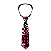 Buckle-Down Necktie - Love Me w/Sketch Stars & Checkers Blk/Fuchsia/Wht Neckties Buckle-Down   