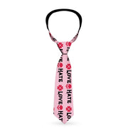 Buckle-Down Necktie - Love/Hate/Betrayal Pink/Black/Fuchsia Neckties Buckle-Down   